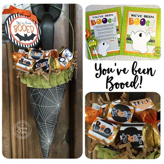You've been Booed Printable and 8 Halloween Tags with Directions for a Sweet Treat Holder