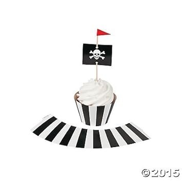 Pirate Party Cupcake Wrappers with Picks - Makes 50 Cupcakes