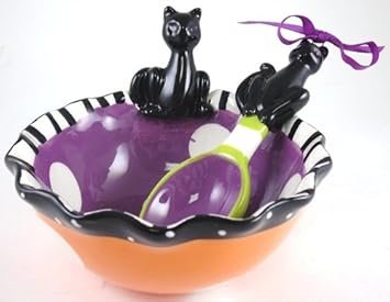Festive Halloween Dip Candy Ruffled Bat Bowl with Spoon Scoop Mud Pie