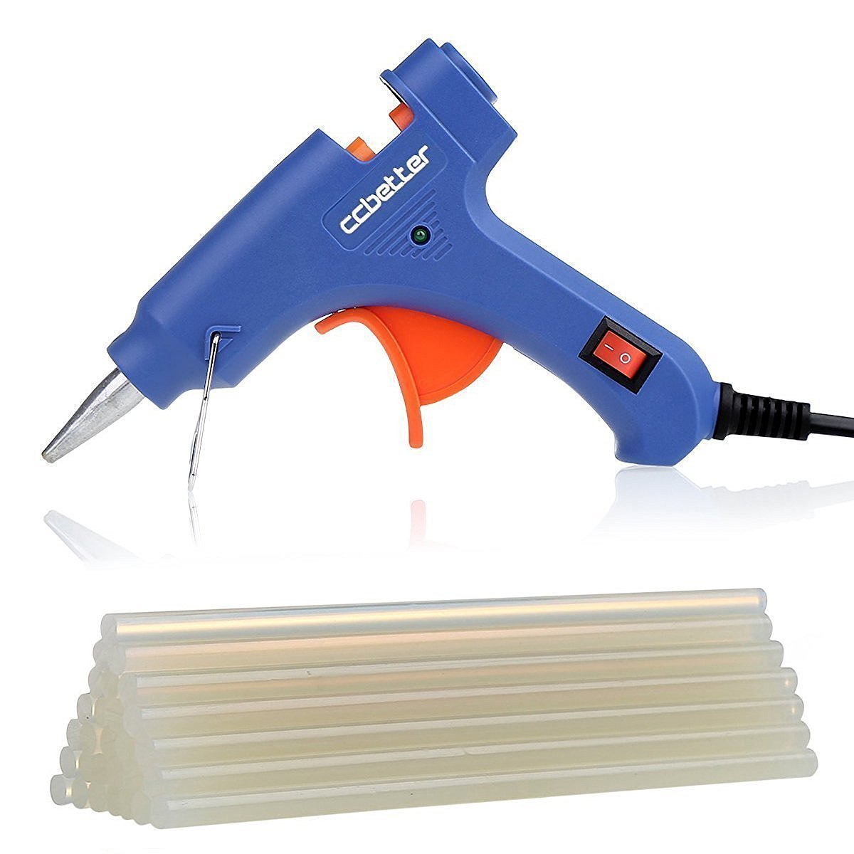 CCbetter Mini Hot Melt Glue Gun with 25pcs Glue Sticks High Temperature Melting Glue Gun Kit Flexible Trigger for DIY Small Craft Projects Sealing and Quick Repairs 20-watt, Blue