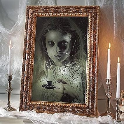 Animated Sounds Ghostly Girl In Mirror Haunted House Indoor HALLOWEEN Decoration Animatronic, Battery Powered, Motion Activated, Talking Mirror