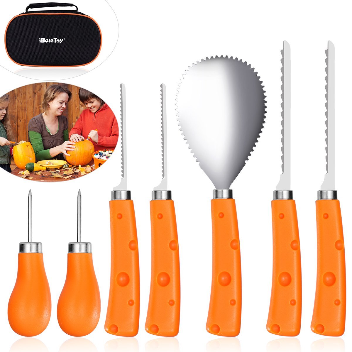 triangle 2-Piece Pumpkin Carving Set, Black