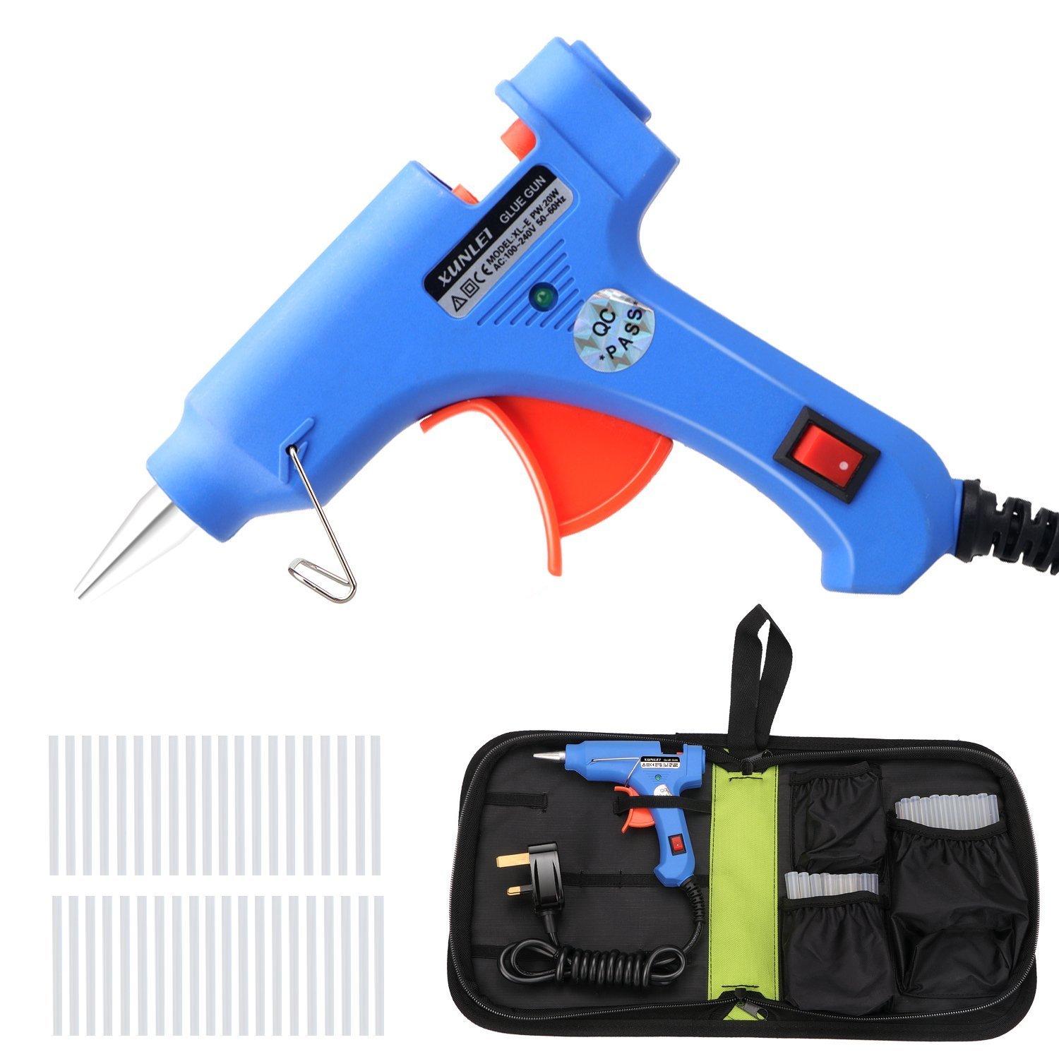 Mini Hot Melt Glue Gun with 40pcs Glue Sticks and Carry Bag