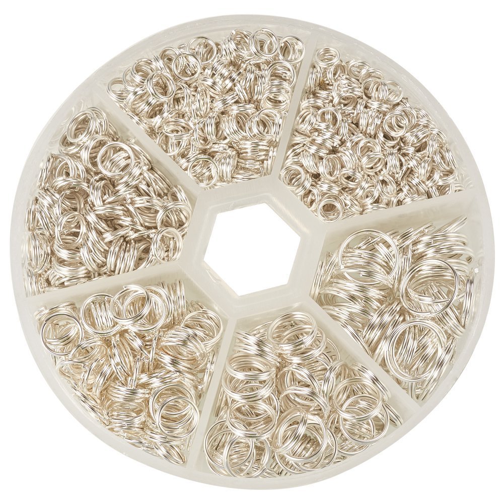 PandaHall Elite Split Rings Jump Ring 4-10mm Silver Color 1 Box for Jewelry Making