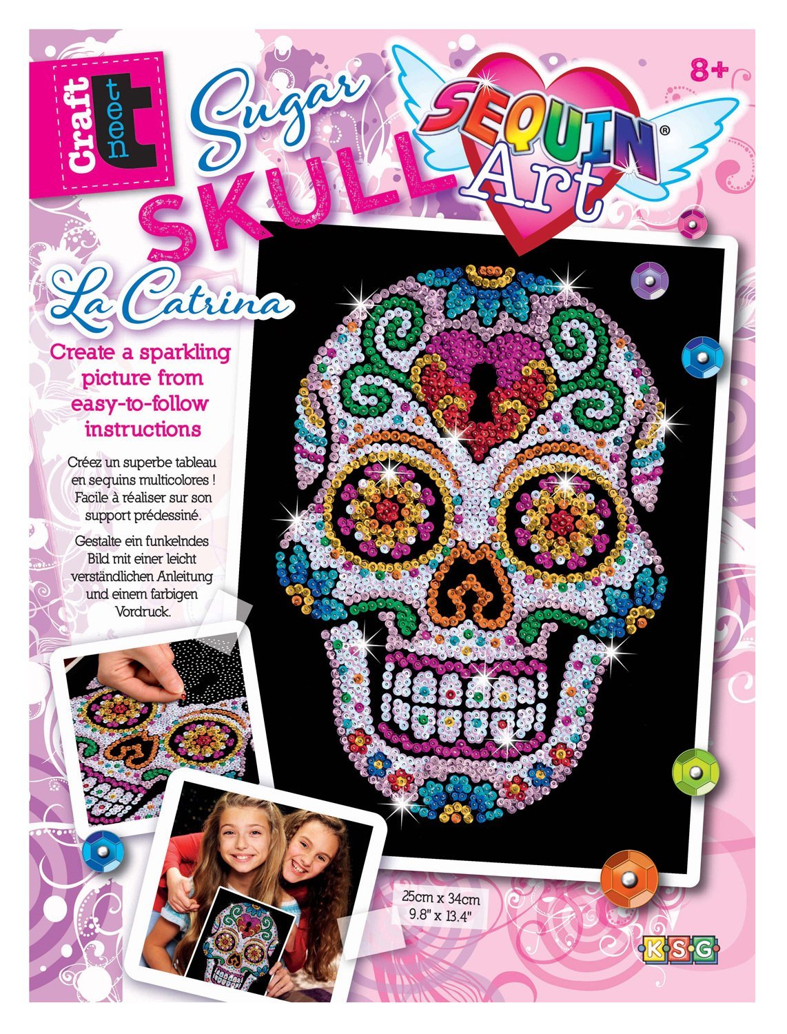 Sequin Art Sugar Skull Sparkling Arts and Crafts Picture Kit; Creative Crafts for Adults and Kids