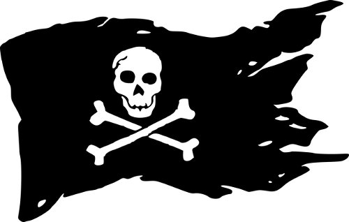 Jolly Roger black and white pirate flag skull and crossbones