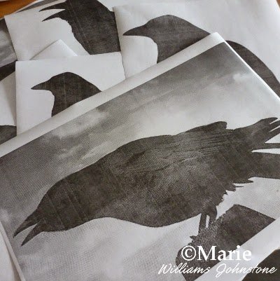 Printed sheets featuring black bird designs