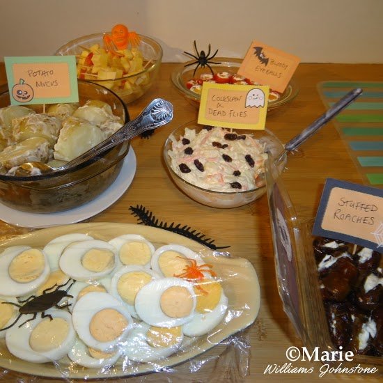 Novel and fun buffet party food selection for October 31st