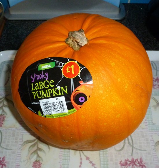 spooky large orange pumpkin from Asda ready to carve