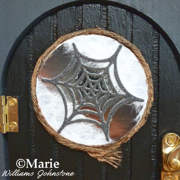Spiderweb Halloween fairy door detail cobweb witch house
