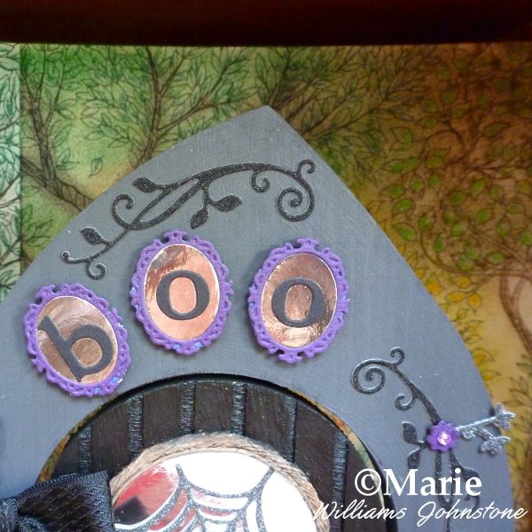 Decorating the Fairy Halloween Door Surround BOO text die cuts altered art witch