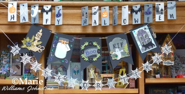 Trick or treat Happy Halloween banners garlands bunting spiderweb design