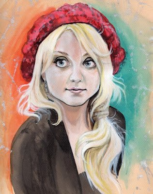 Luna Lovegood Quotes from the Harry Potter Books Sentiments Quotations Page Evanna Lynch Luna Lovegood Acrylic inks on Pastel Paper by Sarah Kristin