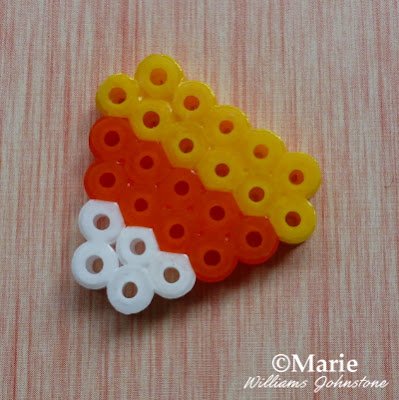 mini perler fused bead candy corn for halloween