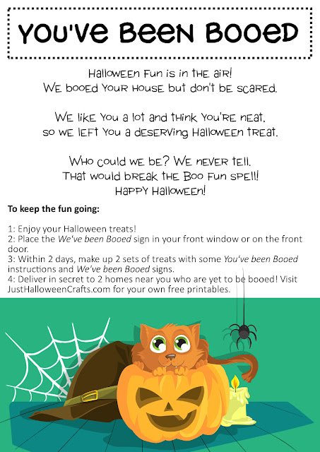 You've been booed sign with poem and instructions