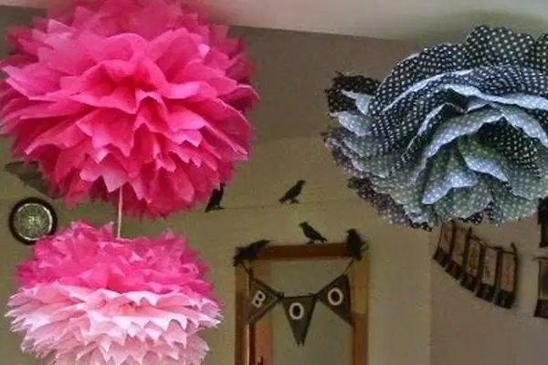 Halloween Tissue Paper Pom Poms Instructions