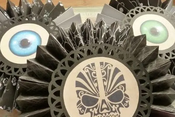 Eyeball and Skull Paper Fans for Halloween