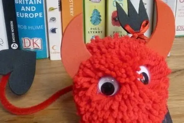 Red Devil Pom Poms for Halloween
