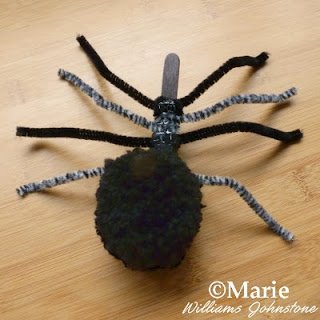 Bendy black and gray stems make good legs for an arachnid