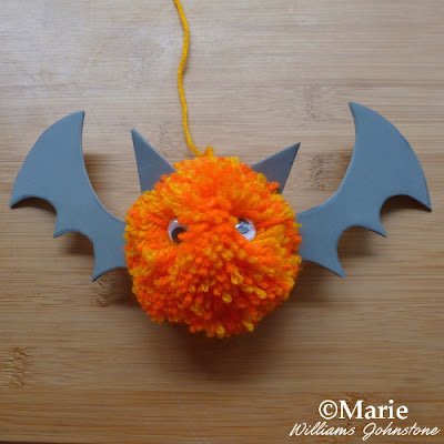 bat pom pom craft for halloween