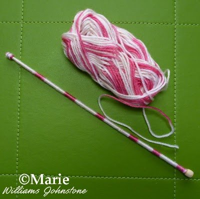 Pink color change yarn to make yarn wrapped wand