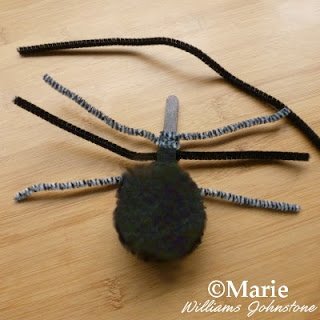 Winding chenille stems or pipe cleaners around a craft stick