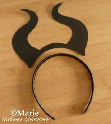 Black horns cut from card and a plain black head band