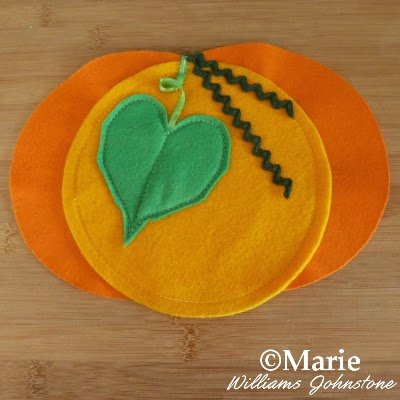 Fall pumpkin with leaf made from fabric
