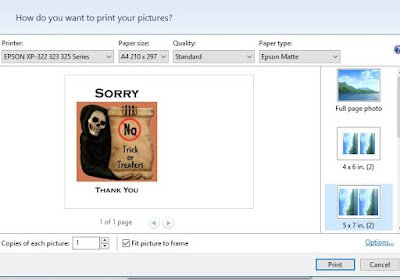Printing off your halloween poster no trick or treating signs screen capture windows print function