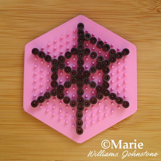 Adding the First Circle of Beads spiderweb perler beads pattern