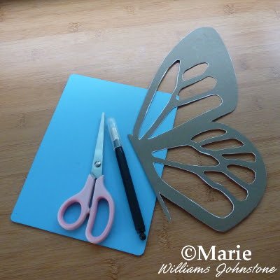Finished cut stencil of a butterfly wing